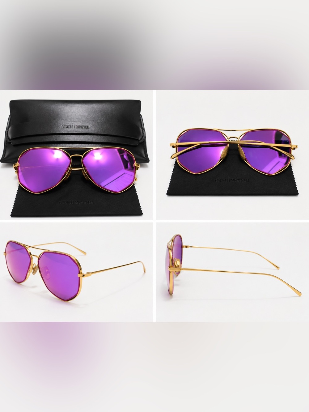 Authentic Gentle Monster Gold Aviator Sunglasses with Case